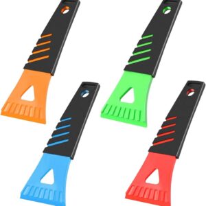 4PCS Snow and Ice Scraper for Car Windshield - Ice Snow Frost Removal Tool with Non-Slip Handle - Plastic Snow Scraper Auto Window Shovel Tool - Winter Windshield Defroster Tool No Scratch for Cars