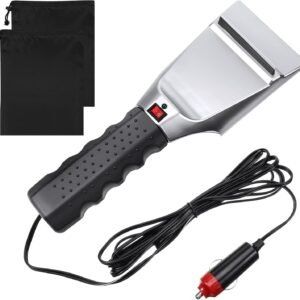 Heated Snow Ice Scraper 12V Electric Auto Windshield Ice Scrapers Electric Window with 2 Pieces Rear View Mirror Covers Side Mirror Protective Covers for Most Cars Trucks SUV
