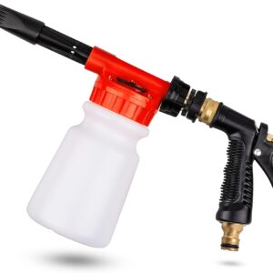 Car Wash Foam Gun, Car Wash Sprayer with Adjustable Foam Dial Foam Nozzle, Foam Cannon Attachs to Any Garden Hose, Durable 5/8" and 3/4" Brass Joint Soap Gun for Home Garden Use