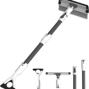 47.3" Ice Scrapers for Car Windshield, 2 in 1 Snow Brush for Car and Ice Scraper, Extendable Snow Brush for Car Windshield with Foam Grip and 180° Pivoting Brush Head for Car Automobile Vehicle Window