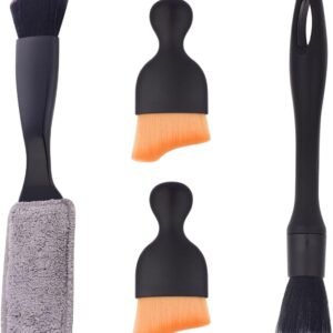 4PCS Car Interior Cleaning Brushes Car Interior Detailing Brush Car Detail Soft Brush Kit Interior Detailing Kit Tools Duster Brush for Auto Truck SUV Interior Cleaning Equipment