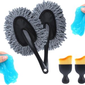 6 Pack Car Cleaning Supplies – Car Duster Interior & Brush Interior & Cleaning Gel, Car Detailing Cleaning Kit for Cars, Trucks, SUVs & RVs