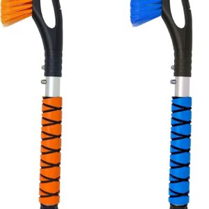 27" Car Snow Brush and Ice Scrapers for Car Windshield (2 Pack) | Scratch Free Bristle Head Snow Brush & Tough Window Snow Scraper with Aluminium Body | Snow Removal Winter Car Accessories