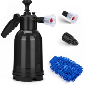 2L Foaming Pump Blaster, 68oz Car Wash Foam Cannon, Hand Pump Foam Sprayer with Two Adjustable Nozzles, Microfiber Wash Mitt, Ideal for Car Wash, Home Cleaning, Garden Watering
